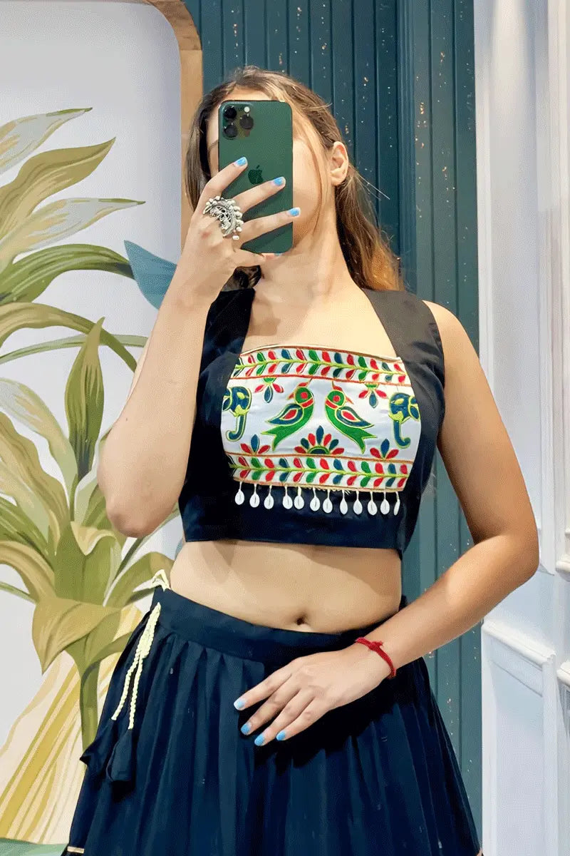 three layer ruffle chaniya choli with heavy flair