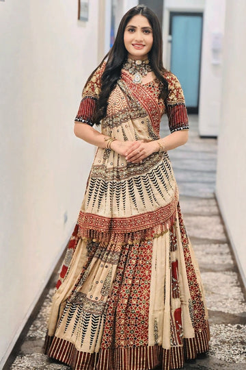 Geeta Rabari Cream Chaniya Choli for Navratri - Main Image