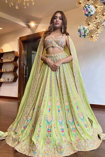 Lime Green Chaniya Choli Design For Wedding