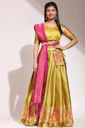 golden colour half saree for pongal