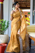 golden colour saree for onam festival