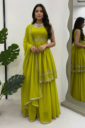 grass green top plazo 