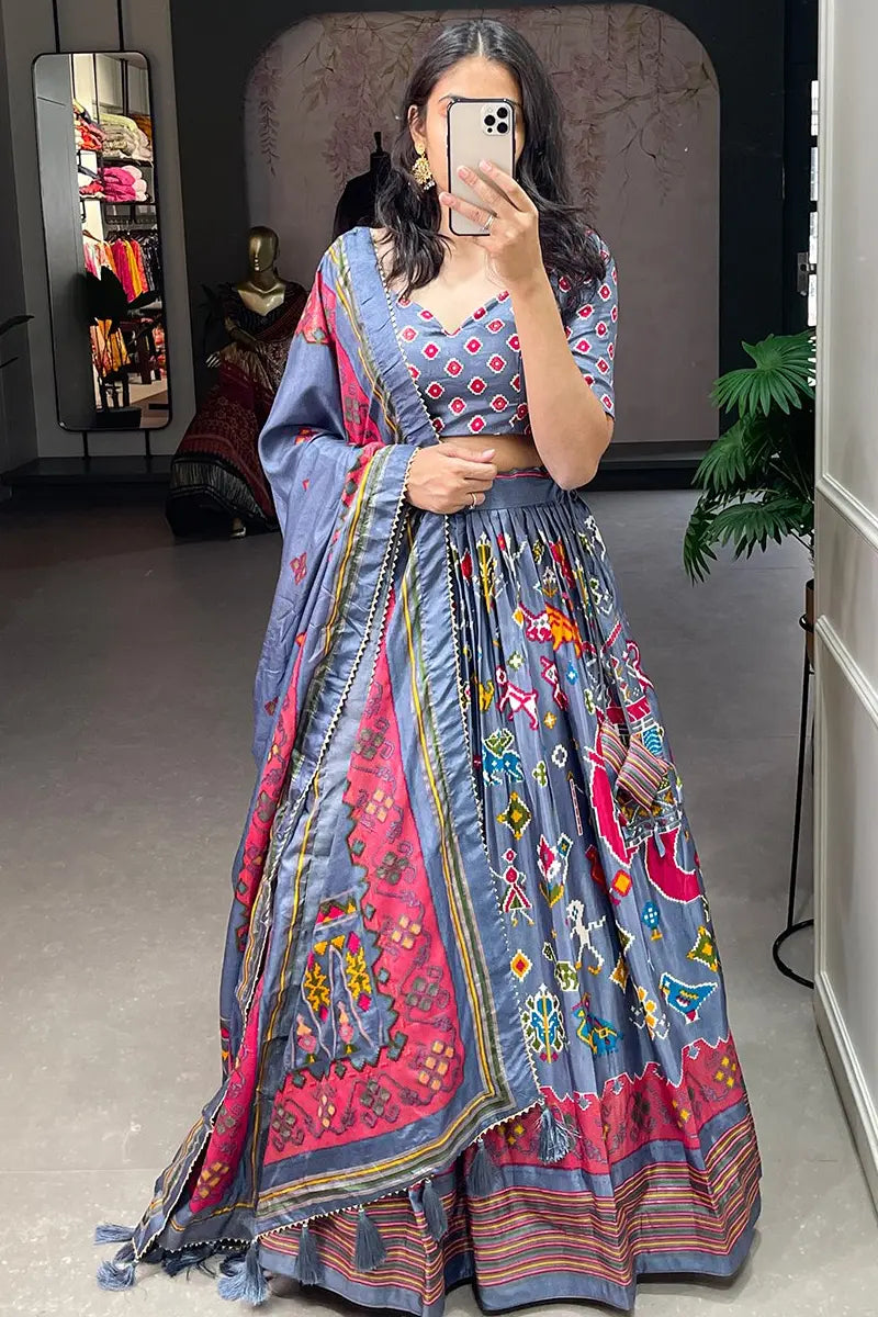 gray color navratri choli design