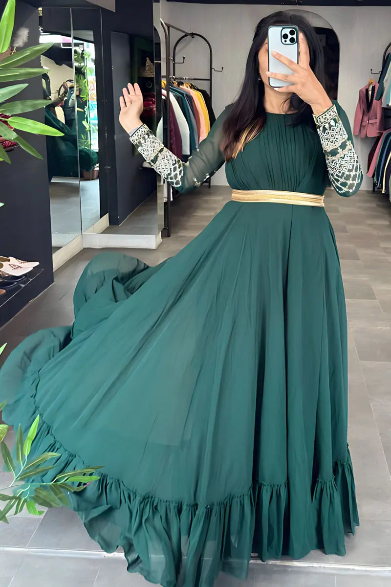 green color gown for women