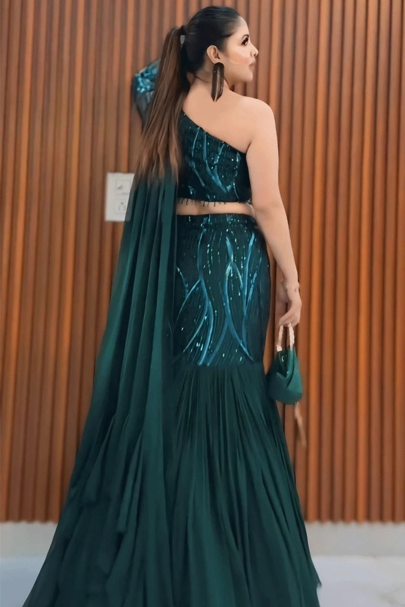 Green Color Indo Western Outfits For Reception