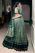 green color kalamkari lehenga for wedding 