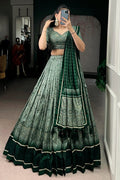 green color kalamkari lehenga for wedding  function 