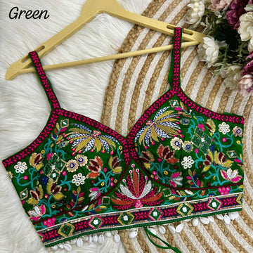 green colour gamthi work ready to wear blouse