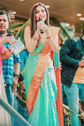 green colour silk saree