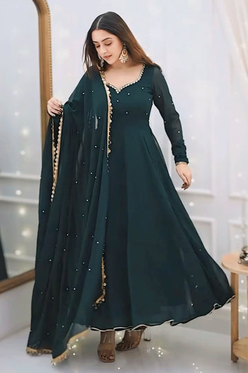 Green Gown With Dupatta For Mehendi Function - Anaya Designer Studio Green Gown With Dupatta For Mehendi Function - Anaya Designer Studio