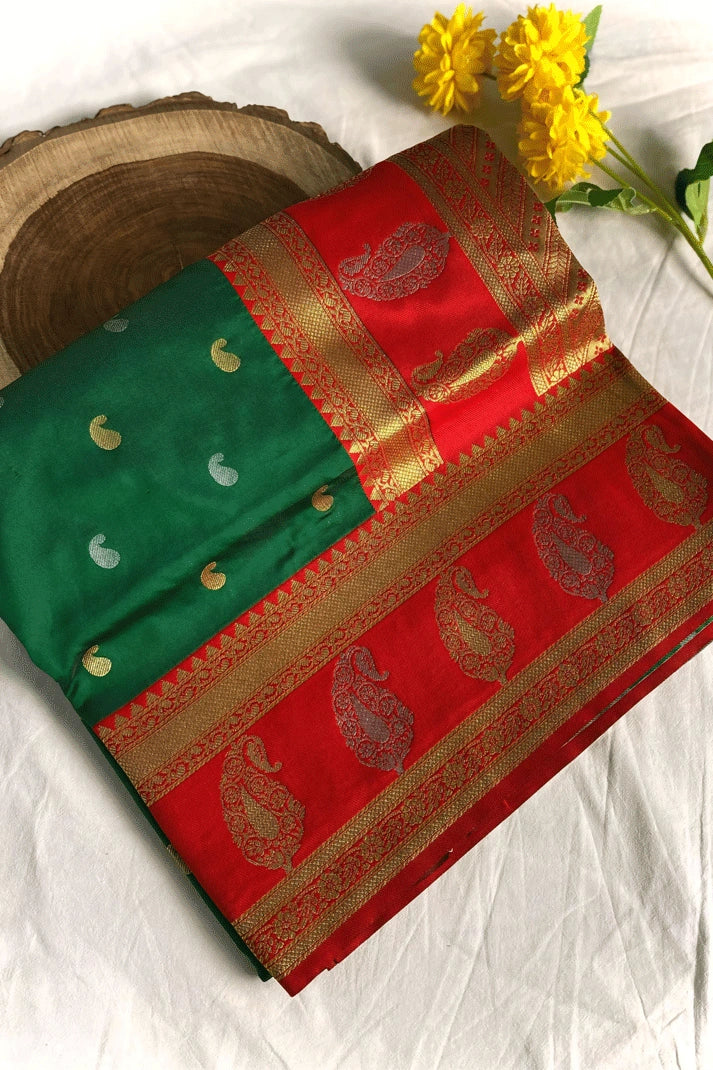 green paithani saree for karwa chauth