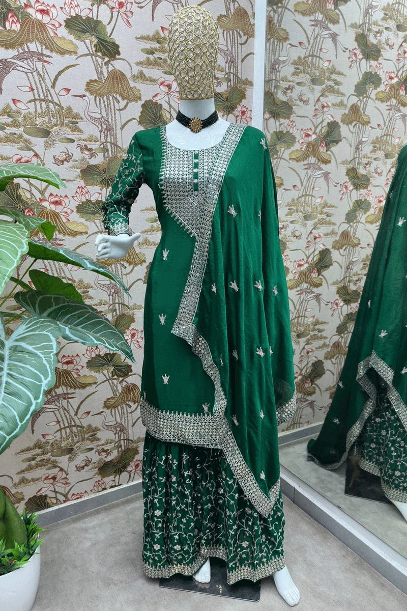 green_sharara_suit for eid