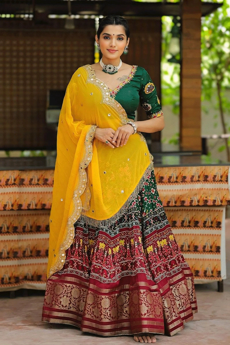 green yellow chaniya choli for garba