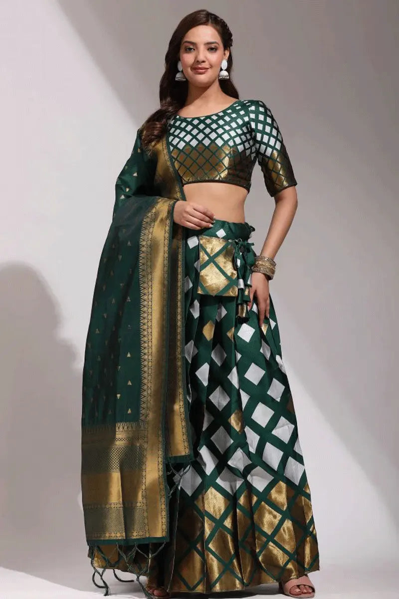 green half saree for south indian women