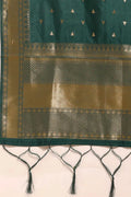 green with golden dupatta half saree