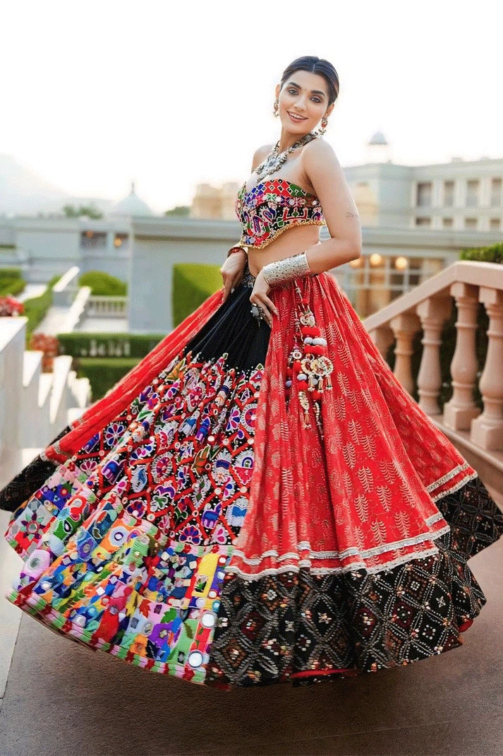 gujarati  multi colour chaniya choli for garba