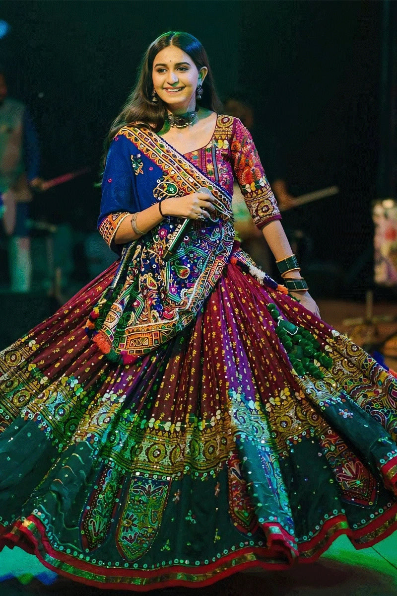 gujarati singer multi colour chaniya choli for navratri