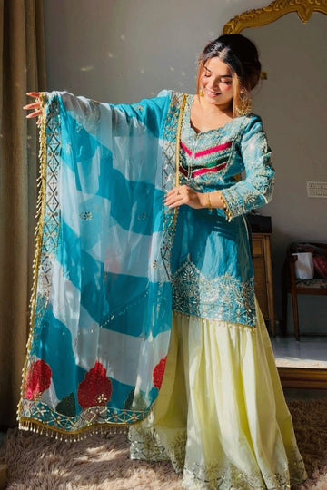 heavy embroidery sequin plazo dress