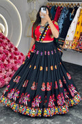 heavy flair black lehenga for garba