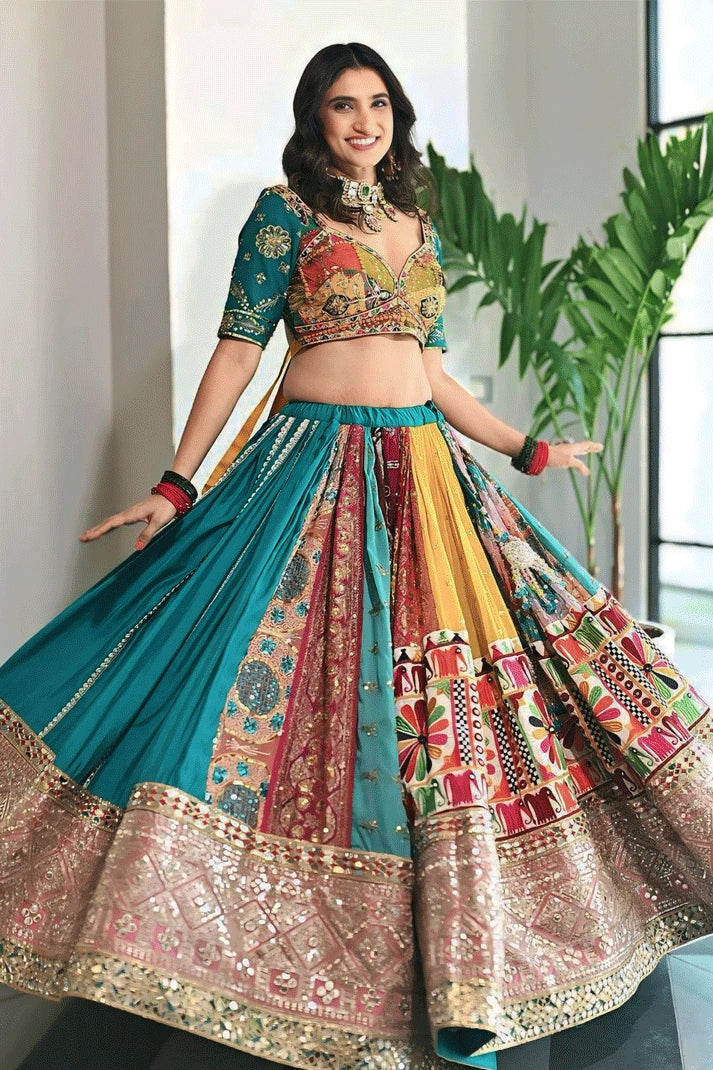 multi colour lehenga choli for garba night