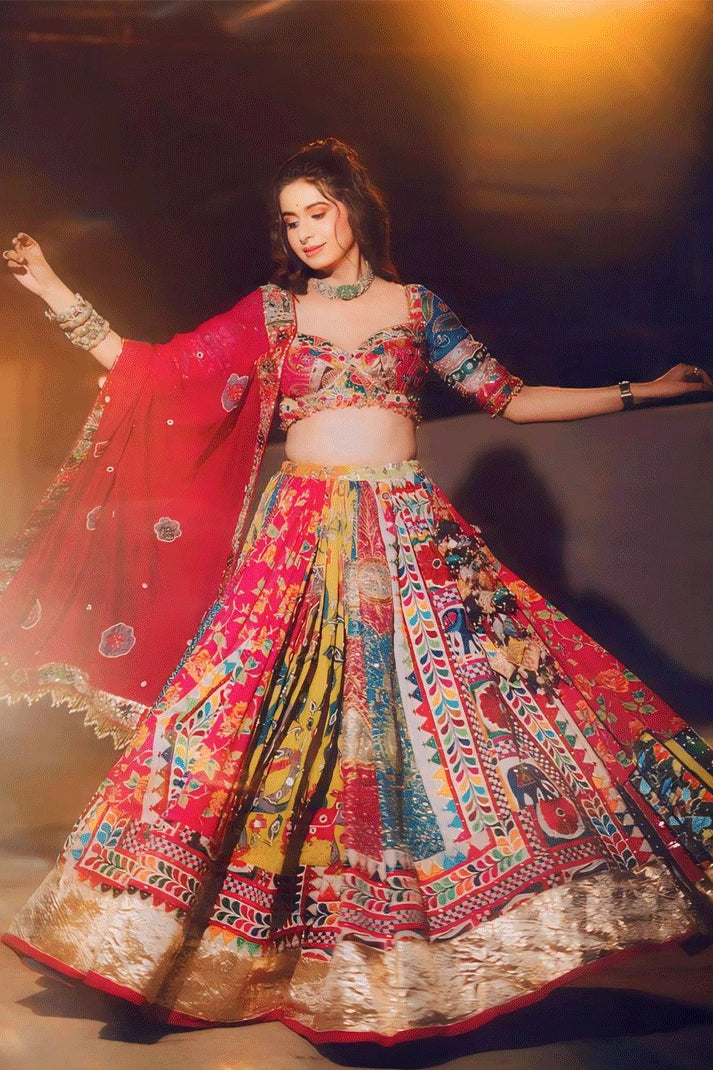 kinjal dave multi colour chaniya choli