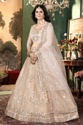 heavy flair cream lehenga for wedding