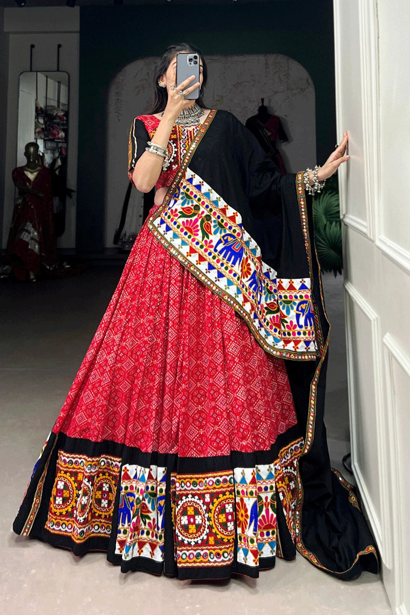heavy flair gamthi work lehenga choli