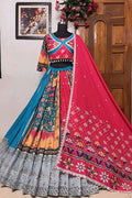 heavy flair lehenga with pink dupatta for navratri