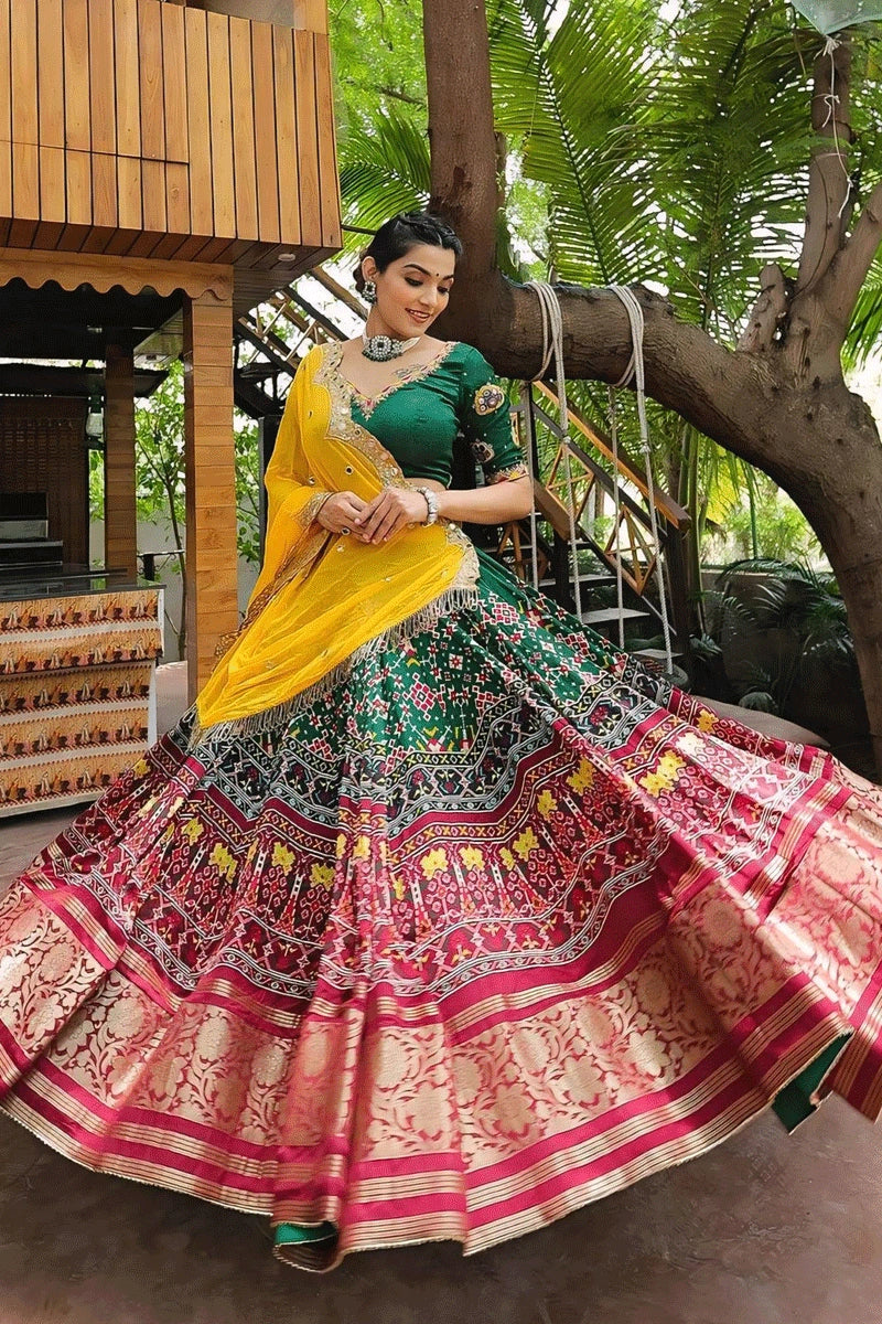 green yellow chaniya choli for garba