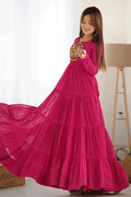 heavy flair pink gown for wedding