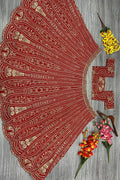 heavy flar red lehenga for reception