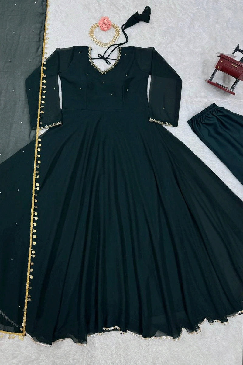 Green Gown With Dupatta For Mehendi Function - Anaya Designer Studio Green Gown With Dupatta For Mehendi Function - Anaya Designer Studio