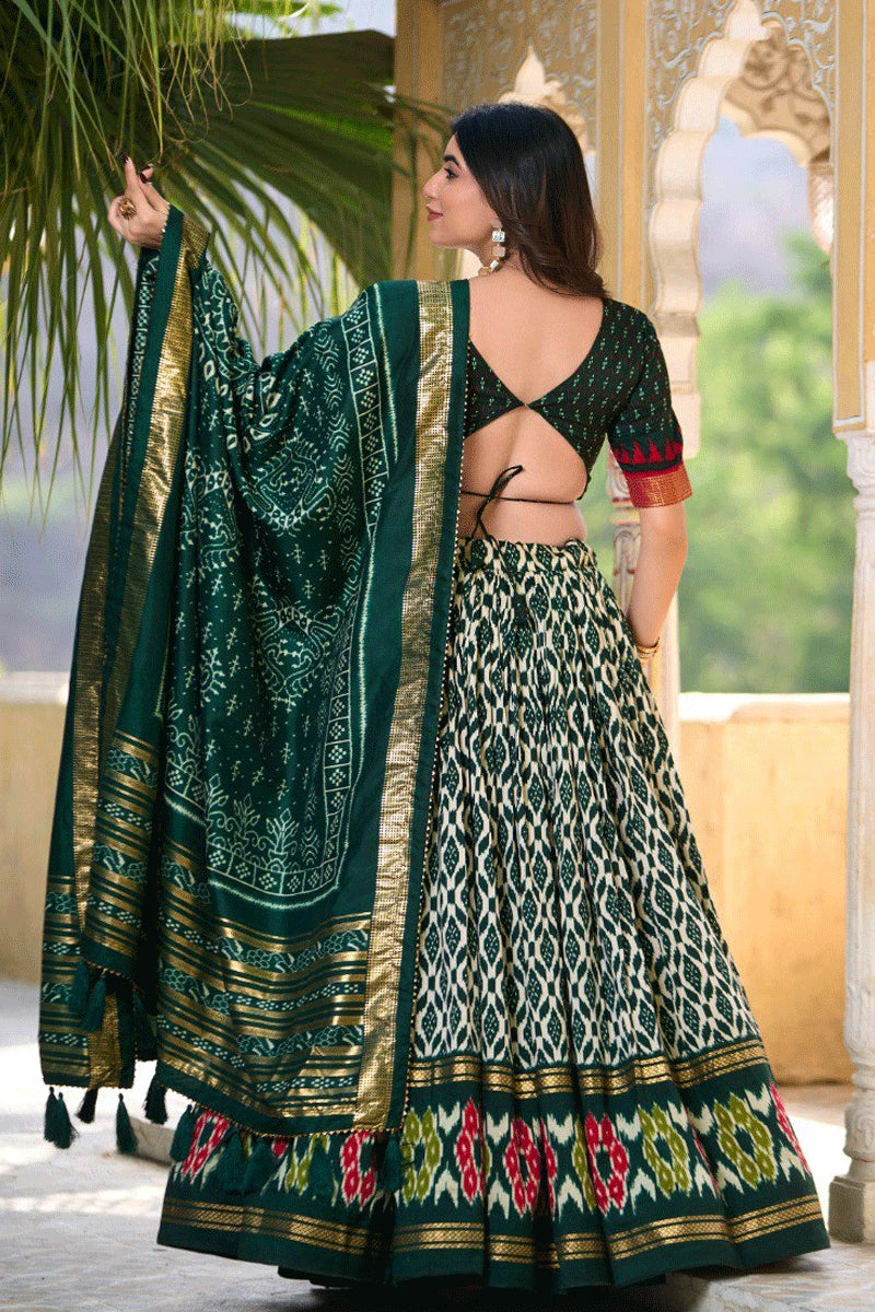 New Arrival Silk Green Chaniya Choli For Navratri