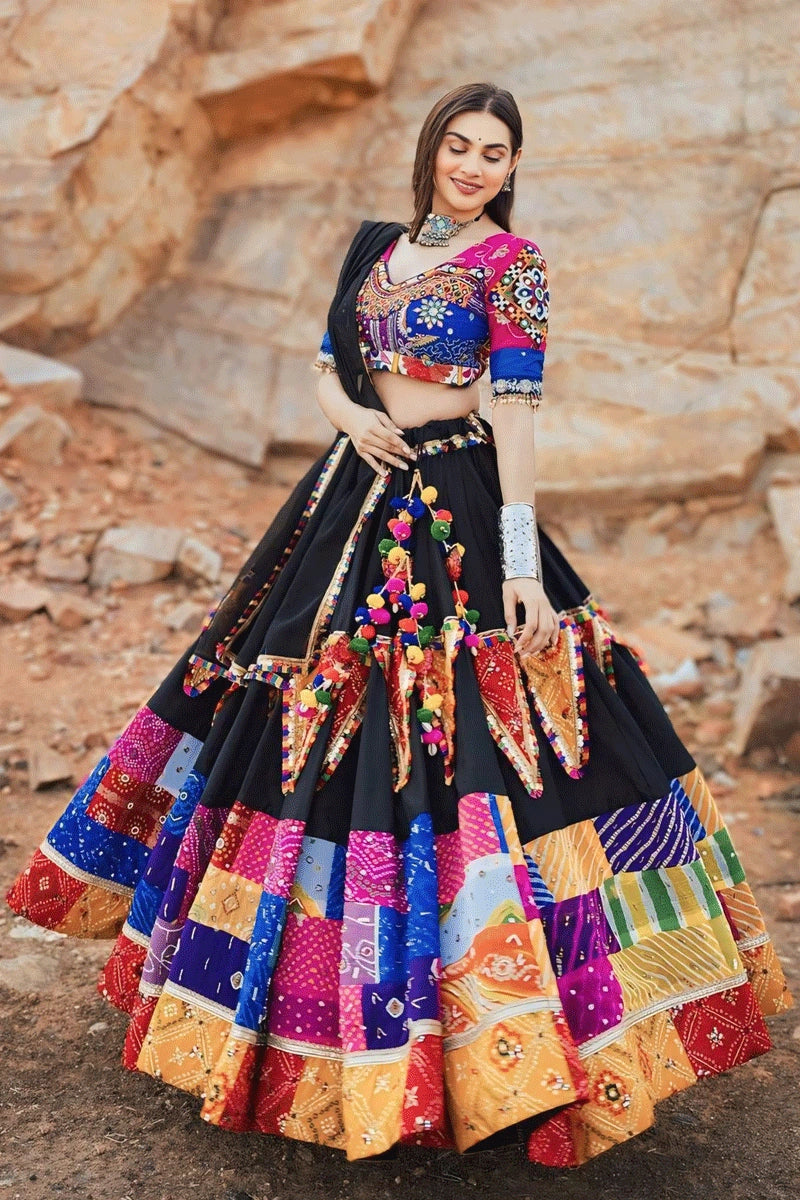 heavy flare multi colour chaniya choli for garba