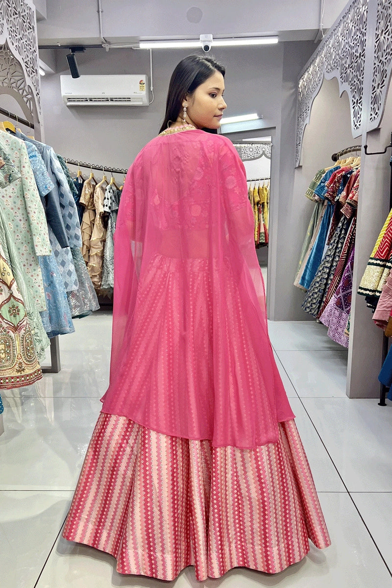 pink lehenga style jacket for wedding sangeet