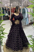 heavy flare wine lehenga choli