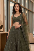 heavy sequence work lehenga for reception