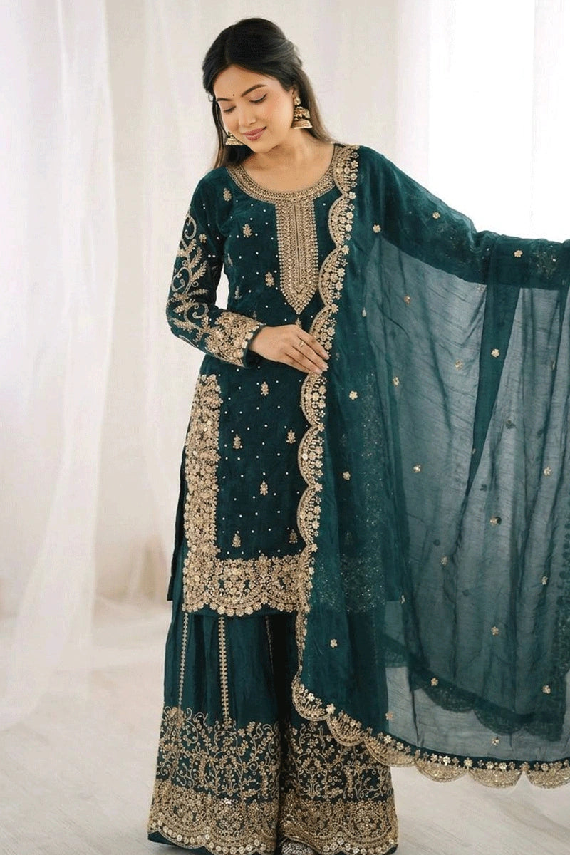 heavy sequin work plazo dress