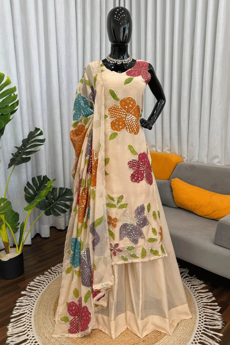 instagram trending organza suit