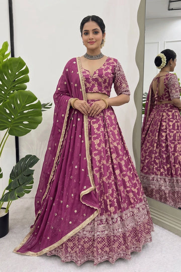 jacquard silk lehenga choli