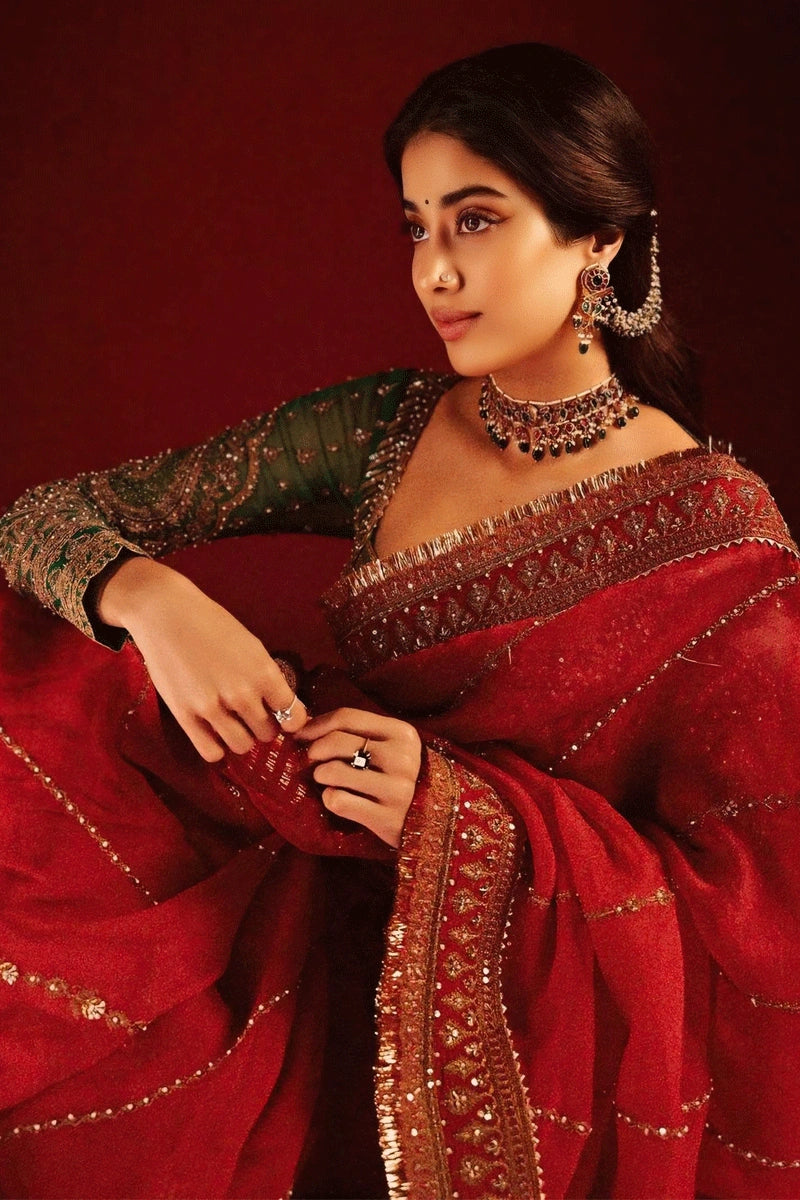 jahnvikapoorredsaree