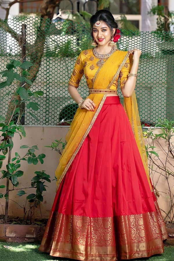 Kanchi pattu half sarees with price Latest - Anaya Designer Studio