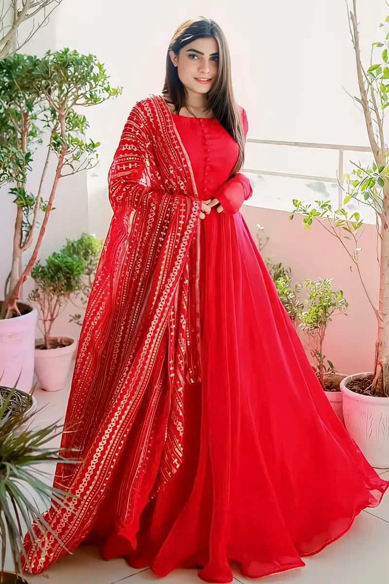 Beautiful Pink Gown For Raksha Bandhan - Main Image