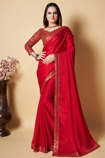 karva chauth special red saree