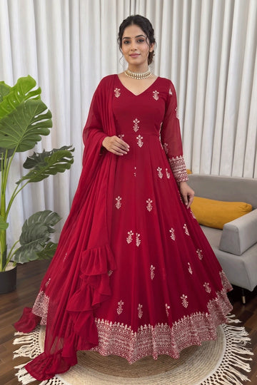 karwa chauth special red anarkali suit