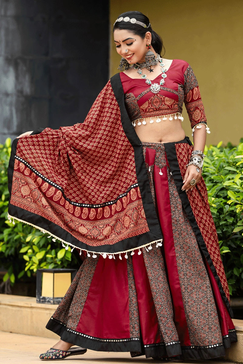 maroon lehenga choli for women