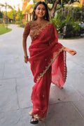 kinjal dave red saree