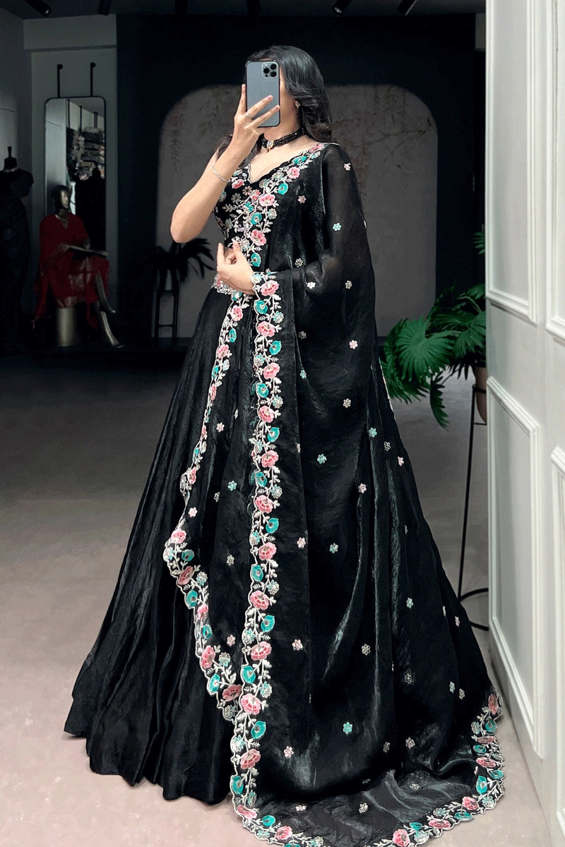 latest black lehenga style