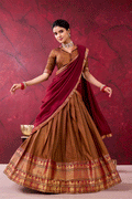 latest pattu half saree design