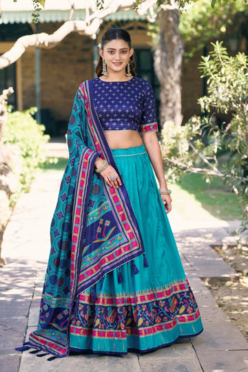 latest sky blue pavadai davani for girls